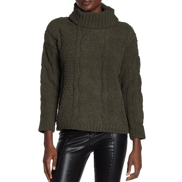 🎁Just Madison Chunky Turtleneck Cable Knit Sweater - Picture 1 of 6